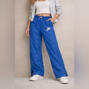Nike Vintage 80s 90s Blue Nylon Track Pants Windbreaker Swoosh Joggers S‎